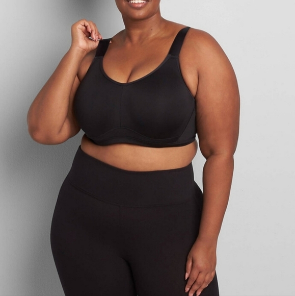 Lane Bryant LIVI High-Impact Wicking Wireless Sports Bra Black Size 42G Active - Picture 1 of 7